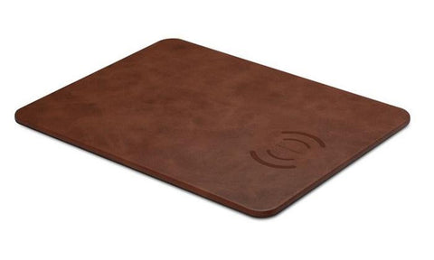 Qi Wireless Charging Leather Mouse Pad - Brown