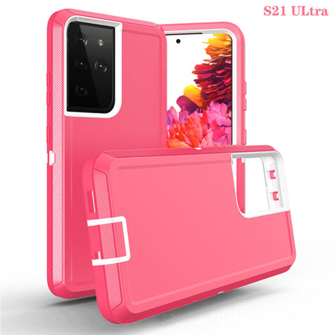 Samsung Galaxy S21 Ultra - Heavy Duty Rugged Case - Pink/White