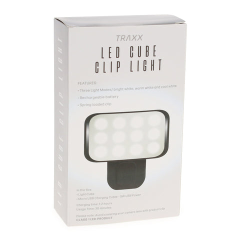 Traxx Rechargeable LED Cube Clip Light
