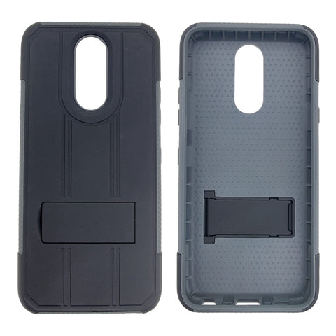 Dual Layer Case w/ Kickstand for LG K40 - Black/Grey