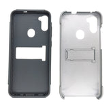 Dual Layer Case w/ Kickstand for Samsung Galaxy A11 - Silver