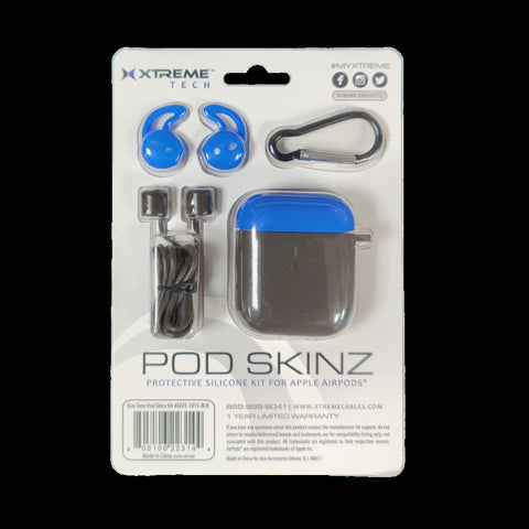 Xtreme Pod Skinz Case for Airpod (Set of 4) - Blue/Black