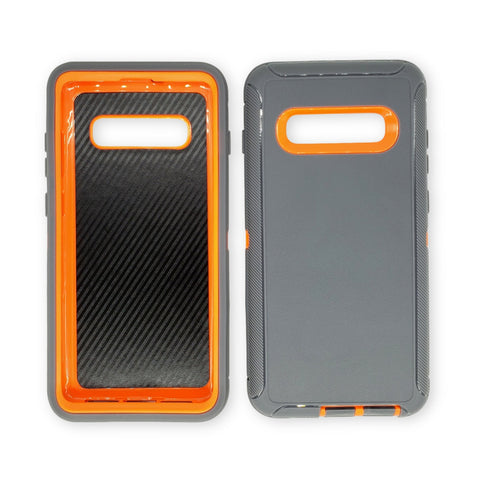 Samsung Galaxy S10 - Heavy Duty Rugged Case - Grey/Orange