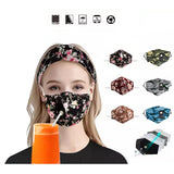 Fashion Floral Printed Straw Masks With Hole - Black/White