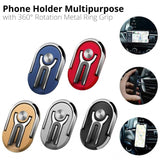 Multipurpose Phone Bracket Holder-360 Degree Rotation Metal Ring Grip-Silver