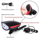 Bicycle 2 in 1 Horn + Light - Black/Red