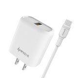 Ampker 18W Wall Charger w/ Type-C to USB Cable (5 Ft) - White