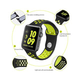 iWatch Breathable Silicone Band - Black/Green (42-44MM) Size