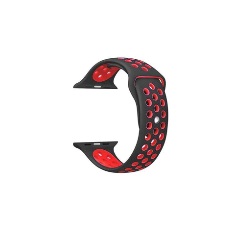 iWatch Breathable Silicone Band - Black/Red (42-44MM) Size