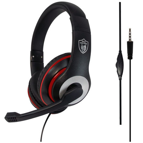 GM-005 Wired Gaming Headphones w/ Mic (3.5mm) - Black/Red