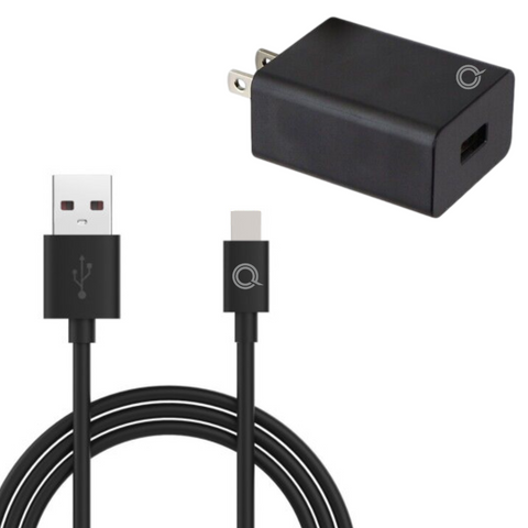 QC - 2.4A PowerPack Wall Charger w/ Type-C Cable - Black