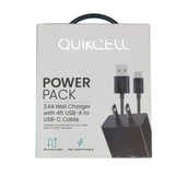 QC - 2.4A PowerPack Wall Charger w/ Type-C Cable - Black