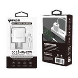 Ampker 18W Wall Charger w/ Type-C to USB Cable (5 Ft) - White
