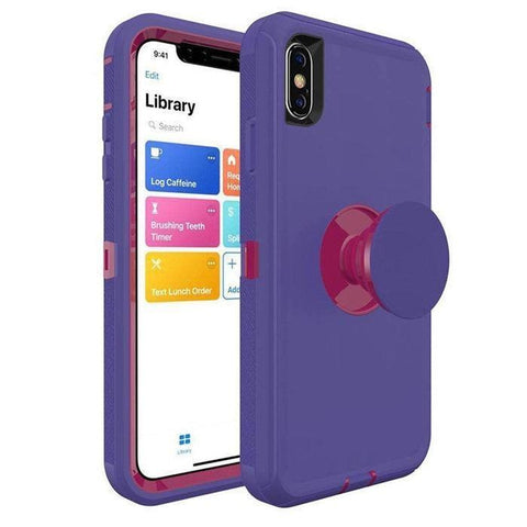 iPhone Xs Max Rugged Case w/ Pop-up - Purple/Pink