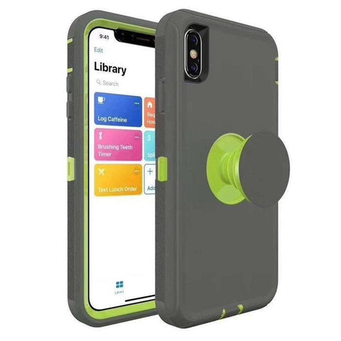 iPhone Xs Max Rugged Case w/ Pop-up - Gray/Green